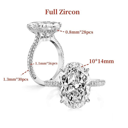 GXTRS Luxury 8CT Oval Cut Full Moissanite Ring S925 Silver For Women Sparkling Lab Diamond Wedding Band Fine Jewelry Certificate