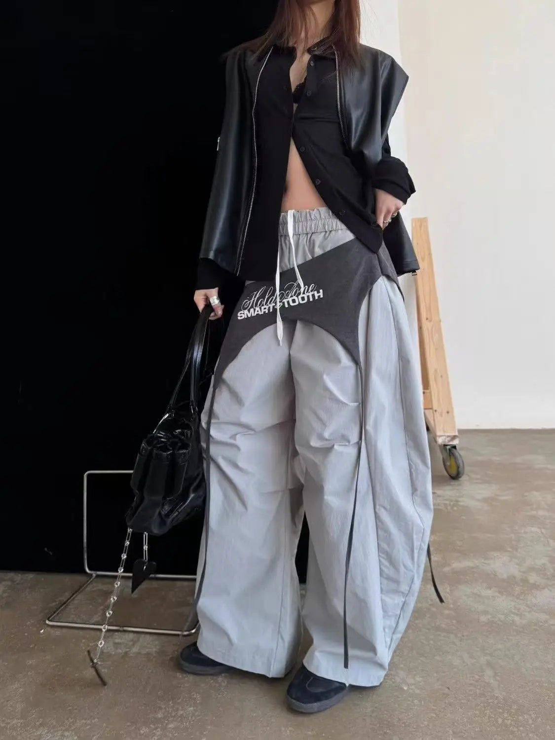 Women Y2K Wide Leg Cargo Pants 2026 Spring Cross-layer Straps Casual Hip Hop Dance Streetwear Trousers Baggy Vintage Fashion