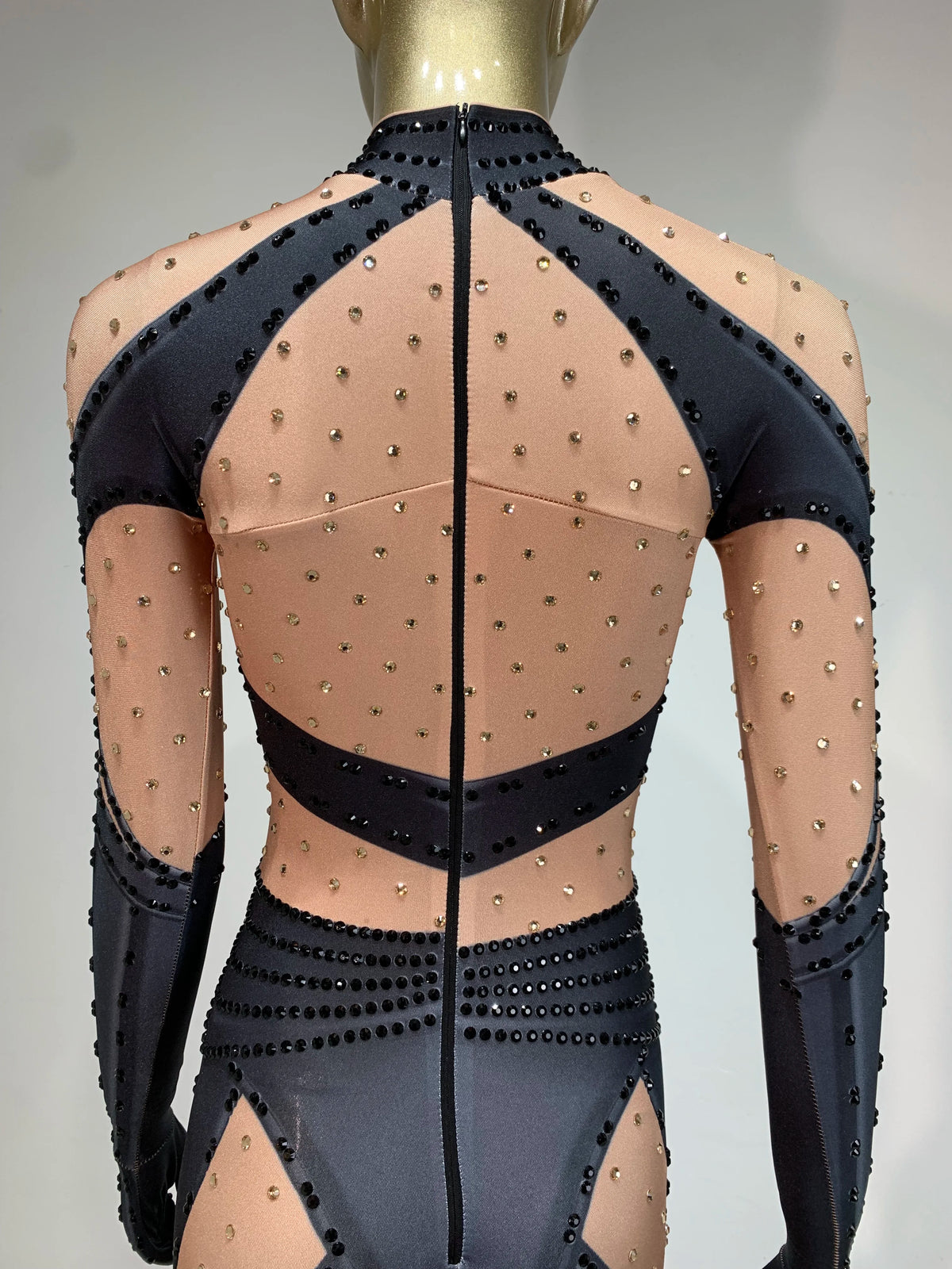 STOCK Sparkling Rhinestone Stretch Jumpsuit Women Sexy Club Evening Party Wear Drag Queen Singer Dancer Stage Perform Costume