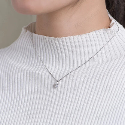 Kuololit 2CT Oval Moissanite Necklaces for Women Solid 10K 14K 18K 925 Sliver Moissanite 1CT Pendant with Chain for Engagement