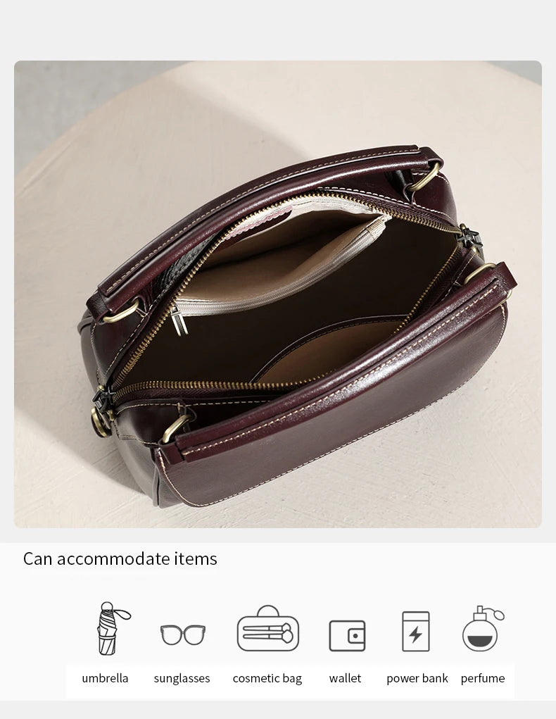 Women Cow Leather Commute Crossbody Bags Women Retro Cowhide Large Capacity Shoulder Bag Ladies Fashion Luxury Designer Handbags