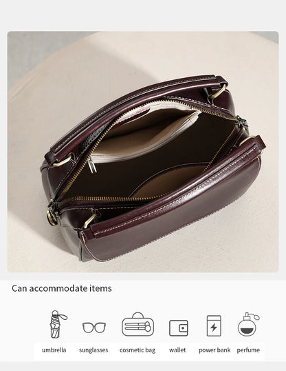 Women Cow Leather Commute Crossbody Bags Women Retro Cowhide Large Capacity Shoulder Bag Ladies Fashion Luxury Designer Handbags