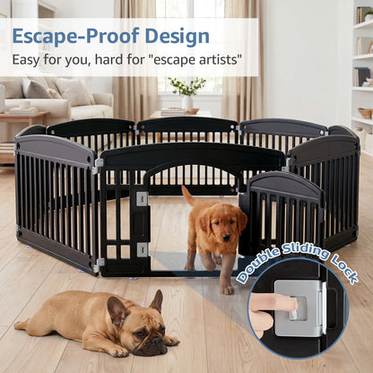 JHK 8 Panel Plastic Dog Playpen 24IN Expandable Durable Pet Fence for Medium Dogs Indoor Outdoor Folding Portable Puppy Playpen