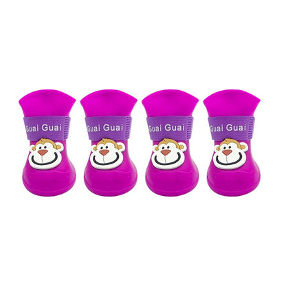 4pcs/set Waterproof Pet Dog Shoes Anti-slip Rain Boots Footwear for Small Cats Dogs Puppy Dog Pet Booties Pet Paw Accessories