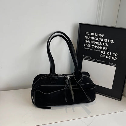 2026 Autumn Winter Latest Commute Shoulder Bags For Women PU Suede Pure Color Large Capacity Boston Bag Luxury Designer Handbags