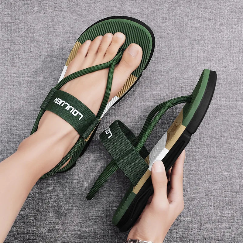 Kidmi New Men Sandals Summer Men Flat Sandals Outdoor Beach Flip-flops Fashion Home Flat Sandals Soft Non-slip Cloud Sandals