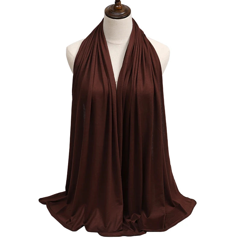 Womens Muslim Ramadan Fashion Modal Cotton Jersey Hijab Womens High Quality Solid Color Soft Hijab Long African Scarf