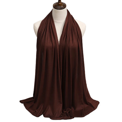 Womens Muslim Ramadan Fashion Modal Cotton Jersey Hijab Womens High Quality Solid Color Soft Hijab Long African Scarf