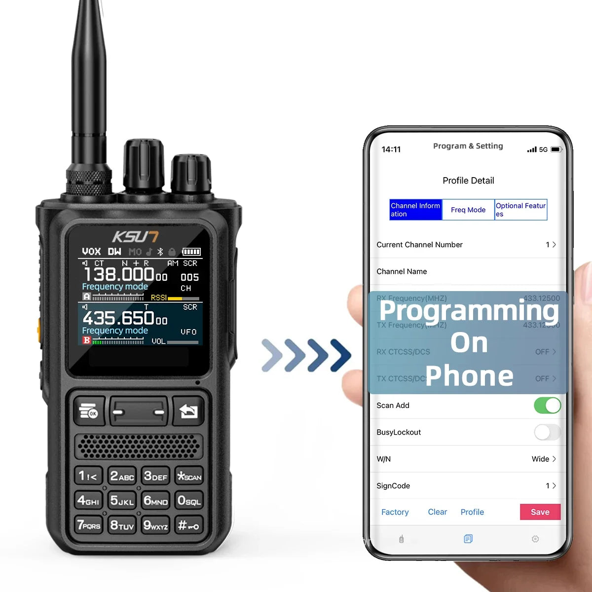 Walkie Talkie Long Range 10W Handheld Talkie-walkie Dual Band HAM Radio APP Programming 2 way Radio KSUN UV110 V.008 Newest