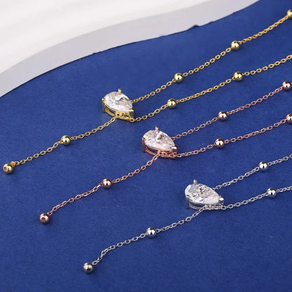 1/2/3CT Moissanite Pendant Necklace for Woman Pear Cut Waterdrop S925 Silver Y-Style Single Diamond Necklace Gift Fine Jewelry