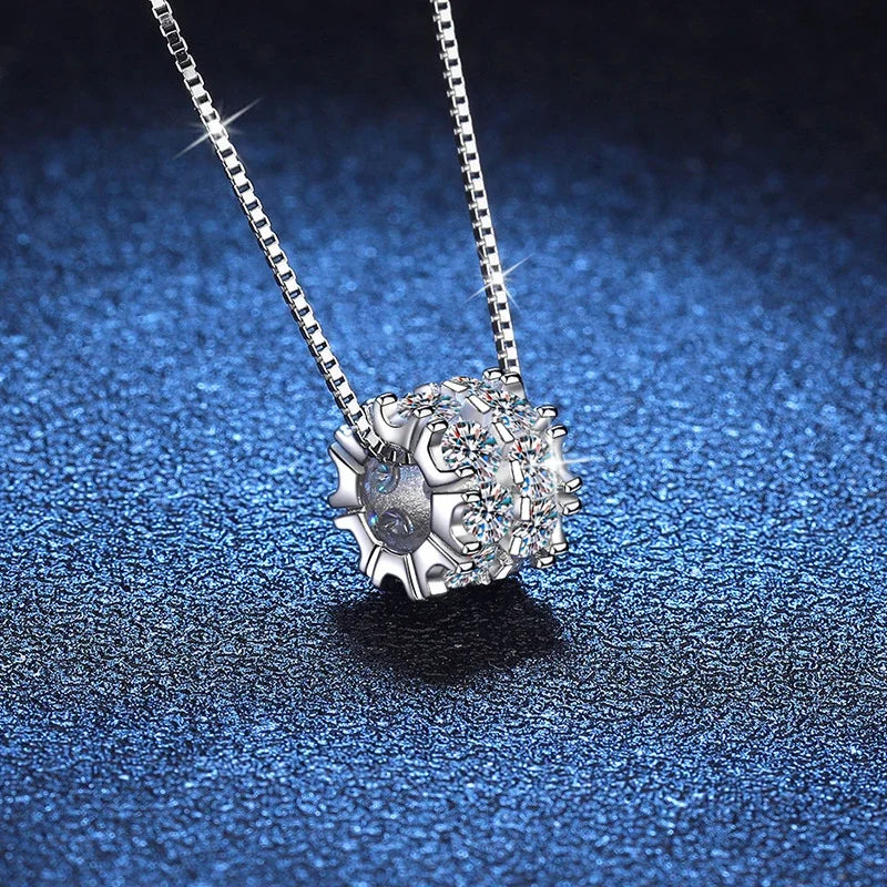 NeeTim Full Moissanite Necklace For Woman Pendant 925 Sterling Silver Sparkling Necklace For Women Chain Party Bridal Jewelry