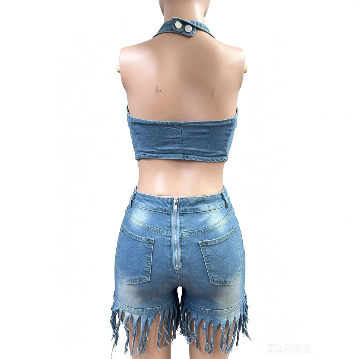 Jumpsuits Women Denim One Piece Halter Sleeveless Zipper Overalls Short Pants Tight Waist Rompers Y2k Streetwear Jumpsuit 2026