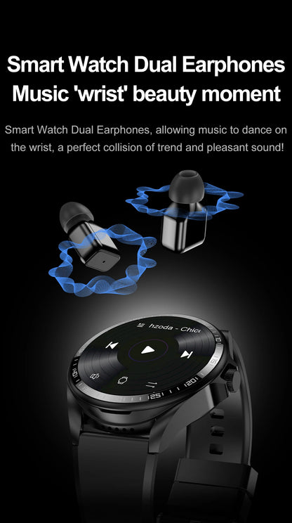 Smart Watch 2 in 1 with Headphones AI Voice Assistant Bluetooth Call Health Monitor DIY Wallpaper 1.46inch HD Screen Wristwatch