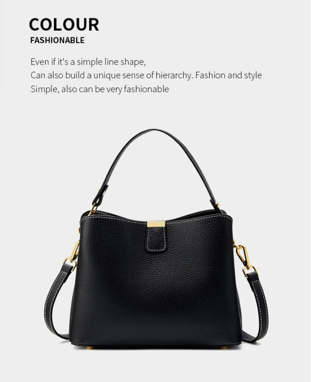 Genuine Leather Women's Bag Luxury Designer Shoulder Bag Large Capacity Cowhide Handbags High Quality Women Crossbody Bags