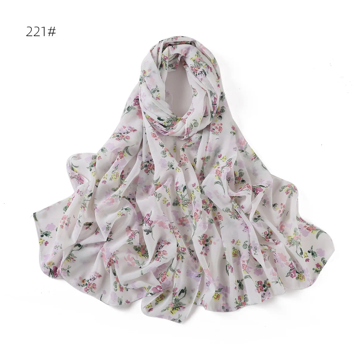 66 Colors Pearl Chiffon Printed Hijab Scarf New Fresh Small Floral Polka Dot Sunscreen Silk Scarf Shawl Turbans for Women Hijabs
