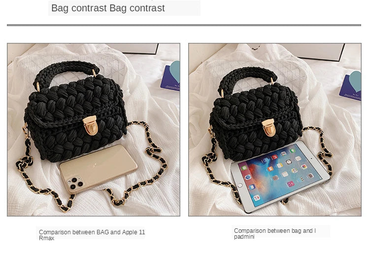 New Rope Woven Women Handbags Designer Knitting Chains Shoulder Crossbody Bag Casual Lady Hand Bags Small Flap Purses