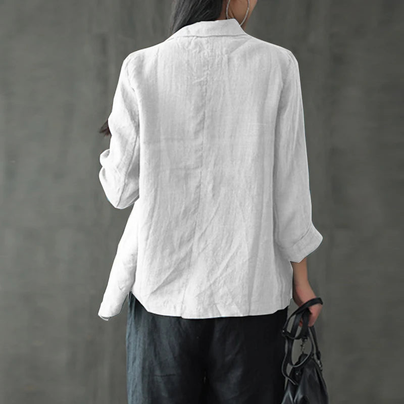 Elegant Solid Blazer Women Autumn Overcoats ZANZEA 2023 Casual Long Sleeve Single Button Coats Female Lapel Outwears Oversized
