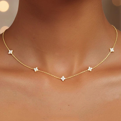 2mm Four-Leaf Clover Moissanite Necklaces for Women Lab Grown Diamond Certified 925 Sterling Silver Jewelry Party Birthday Gifts