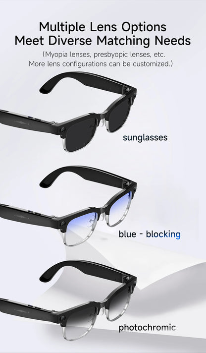 New HOT Business Smart Glasses Men 800W 4K HD Camera 1080P Shooting Action Capture AI Chat Call Waterproof Windproof Sunglasses