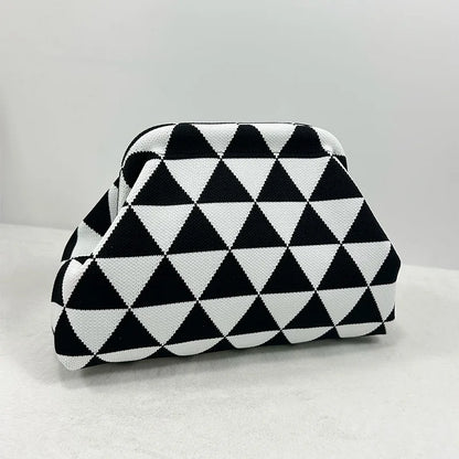 Woven Crochet Handbags for Women Summer Beach Clutch Bag Purses Knitting Dumpling Clutch Ruched Cute Cloud Casual Colorblock Bag
