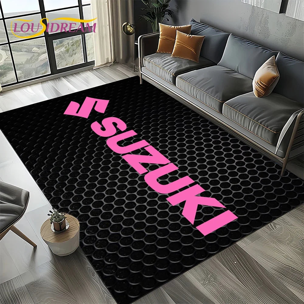 2025 Racing Car S-SUZUKI Logo Motorcycle Carpet Rug for Bedroom Living Room Home Sofa Decoration,kids Play Decor Floor Mat Gift