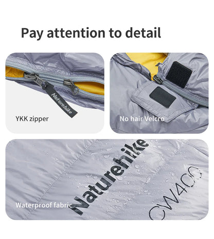 Naturehike CW700 Envelope Duck Down Sleeping Bag Winter Warm 650FP Down Sleeping Bag Camping Hiking Ultralight Sleeping Bag for Men & Women