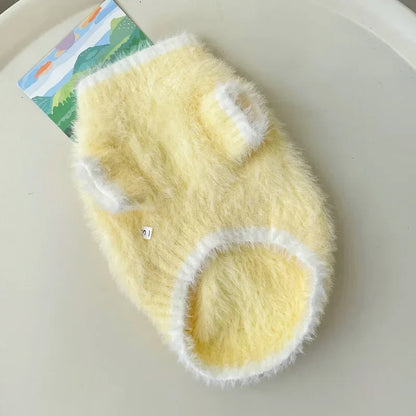 Pet Plush Solid Color Sweater Pet Little Dog Clothing Autumn Winter Dog Base Coat Puppy Clothes Dog Clothes for Small Dogs