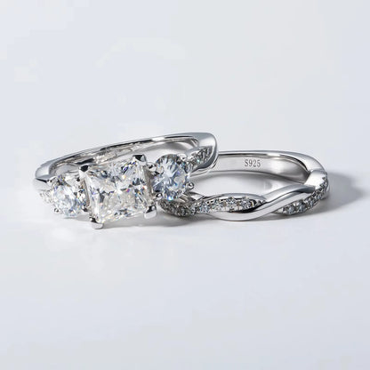 Carnica Luxury 925 Sterling Silver 1CT Real Moissanite Ring for Women Sugar Cube Pull-twist Arm GRA Diamond Wedding Jewelry Gift