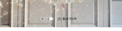 French Romantic Crysatl Candle Chandelier Luxury Glass Pink E14 Pendant Lights Living Room Art Decor Led Lamparas Bedroom Lamp
