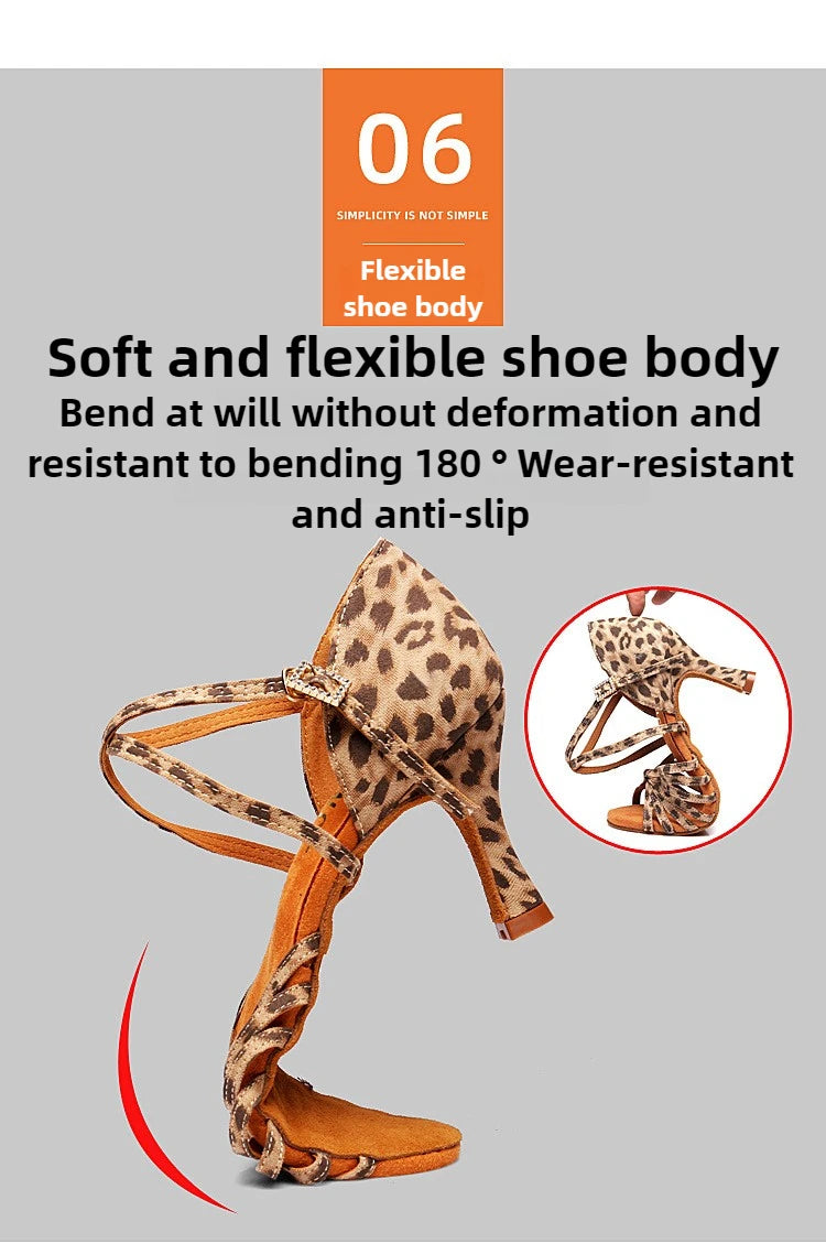 UK Latin Dance Shoes Women's Genuine Leather Flexible Sole Professional Competition Ballroom Practice Shoes