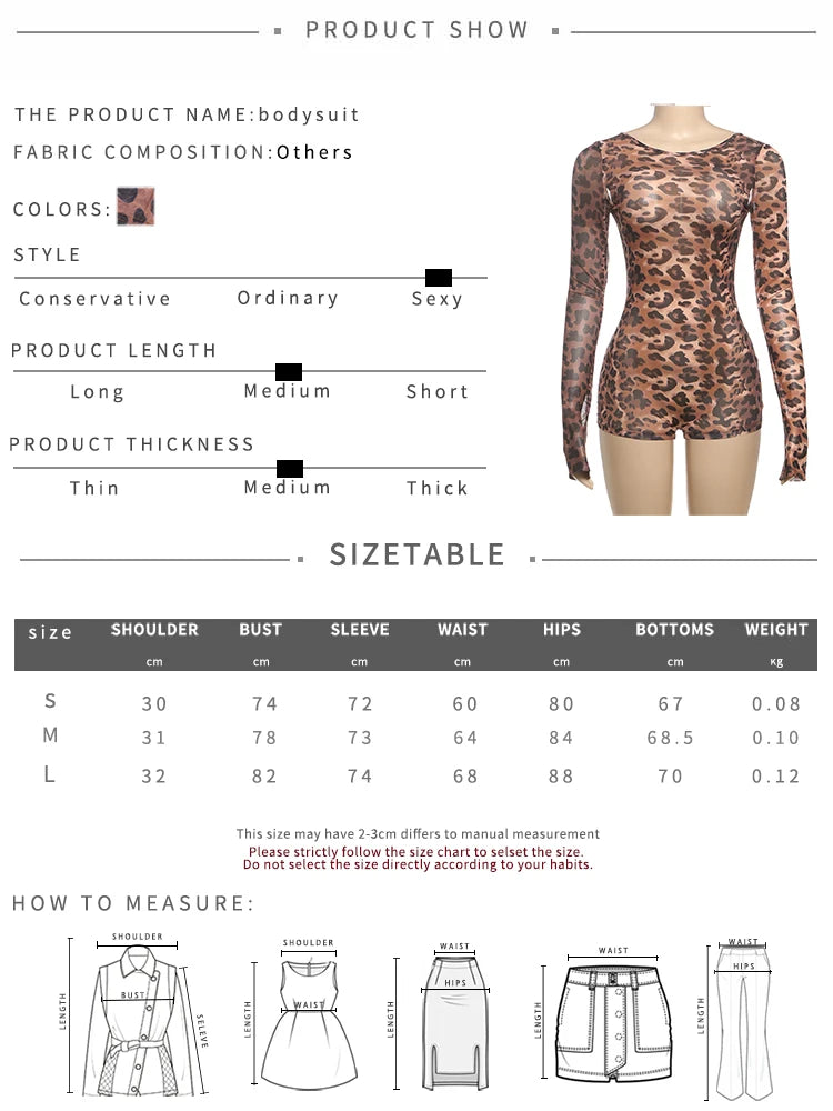 Weird Puss Sexy Backless Romper Women Leopard Print Spring Trend O-Neck Full Sleeve Skinny Stretch Hottie Wild Midnight Clubwear