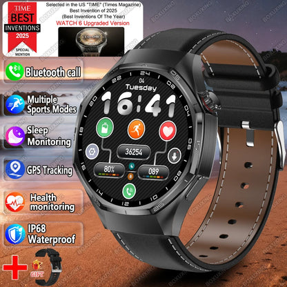 2026 New Global Version Watch 6 Pro GPS Smart Watch Men AMOLED Screen Sports Fitness Track Bluetooth Call Waterproof Smartwatch