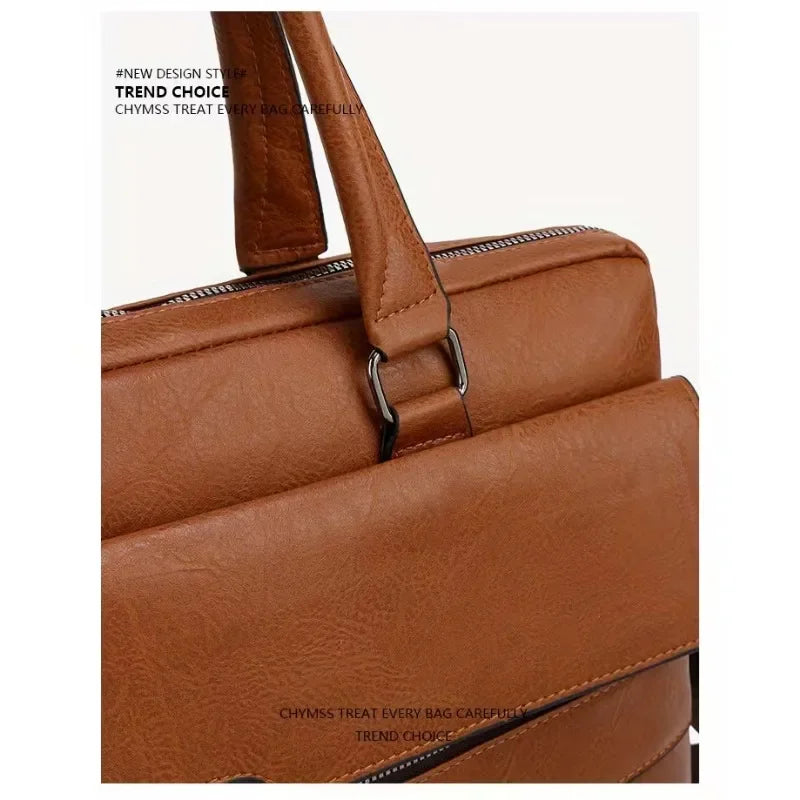 PU Business Briefcase - A Lightweight Cross-body Bag with Ample Capacity, Perfect for Daily Commuting.