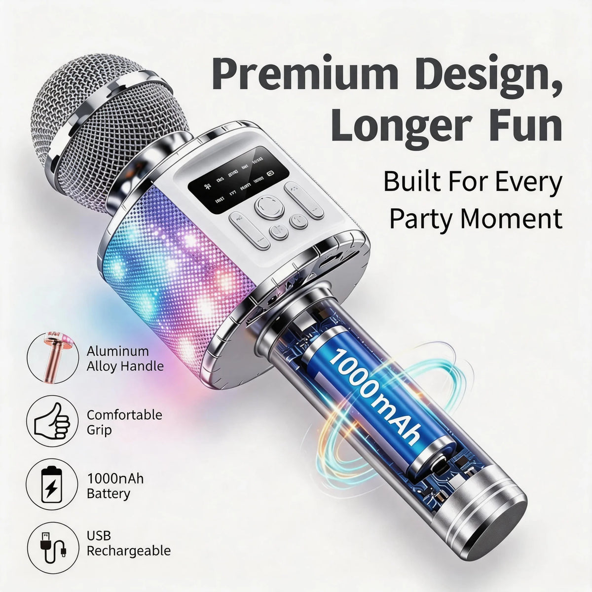 TWS Dual Wireless Karaoke Microphone Bluetooth Speaker 5W RGB Light Voice Changer Professional Halloween Party Solution Home KTV Kids Adults