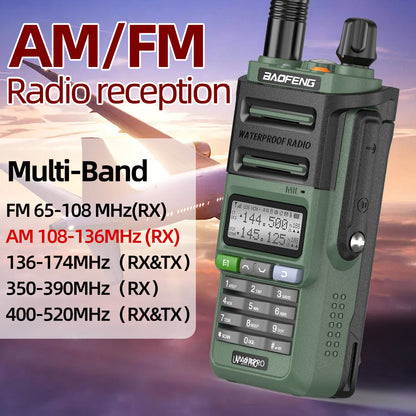 Baofeng UV-9R PRO Walkie Talkie IP68 Waterproof Full Band Wireless Copy Frequency 128CH AM FM Type-C Long Range Two Way Radio