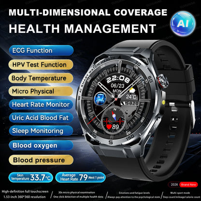 2026 New ECG+PPG Body Fat Analysis Health Smart Watch Uric Acid BP Blood Oxygen Bluetooth call Sports Smart Watch For Men Women