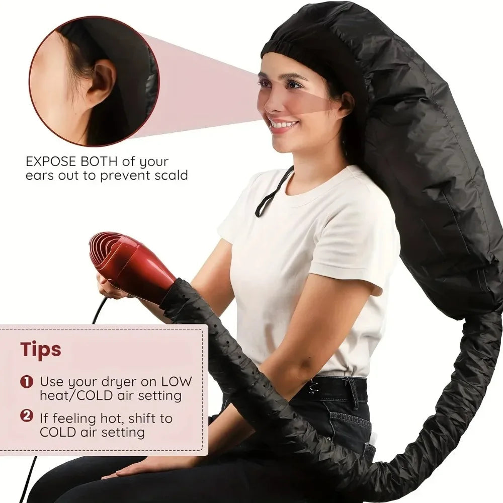 A multifunctional hot oil dry hair cap, compatible with hair dryers, provides constant temperature hair care and maintenance