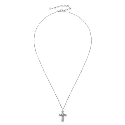 Lnngy 925 Sterling Silver Vintage Cross Pendant Necklace Certified 3.5mm Moissanite Necklace For Women Classic Fine Jewellry