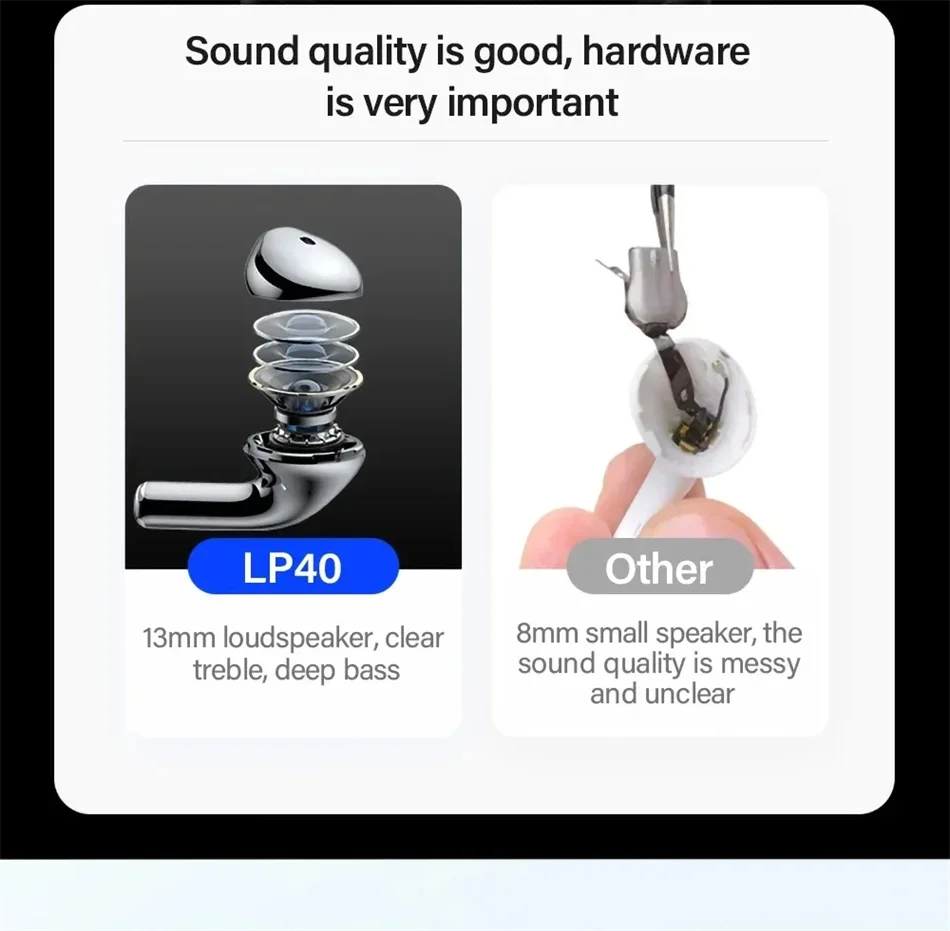 Original Lenovo LP40 Wireless Headphones TWS Bluetooth Earphones Touch Control Sport Headset Stereo Earbuds For Phone Android