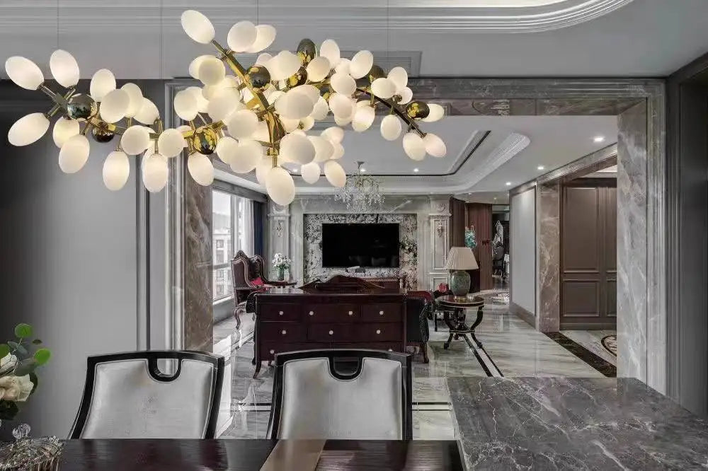 Nordic Luxury Grapes Bunch Hanging Chandelier Lamp for Dining Room Living Room Loft Villa Hotel Hall Decor Pendant Lights