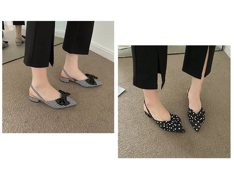 maogu Bow Polka Dot Pointed Toe Stiletto Sandals Luxury Sandals Women Designers Elegant Party Sandal 2023 Fashion Women Shoes 39