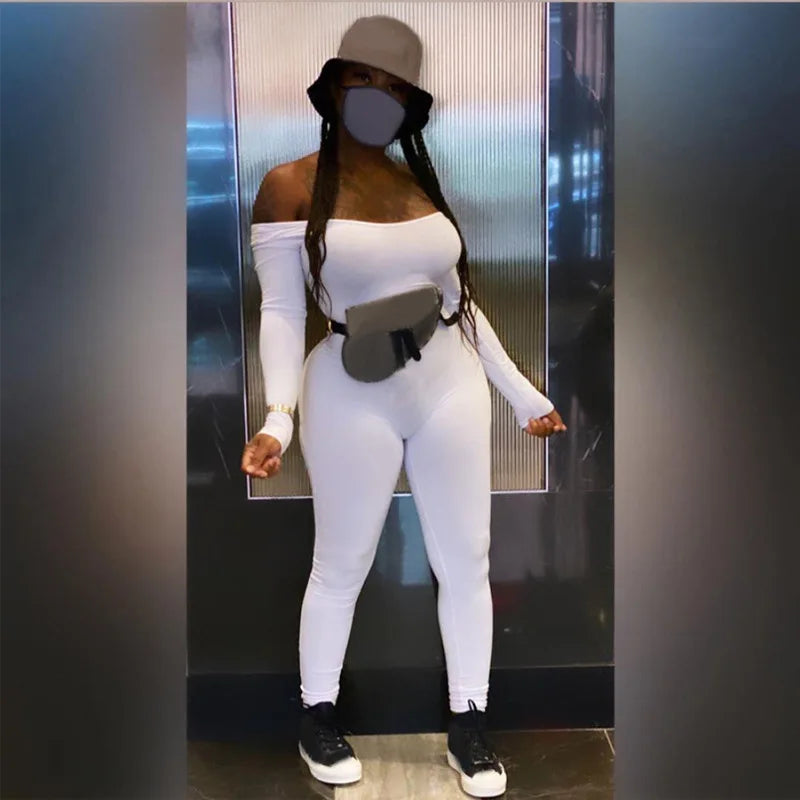 Women's Jumpsuit Bodycon Long Sleeve Fitness Romper Activity Playsuit Winter Basic Clothes Black White Brown Jumpsuits