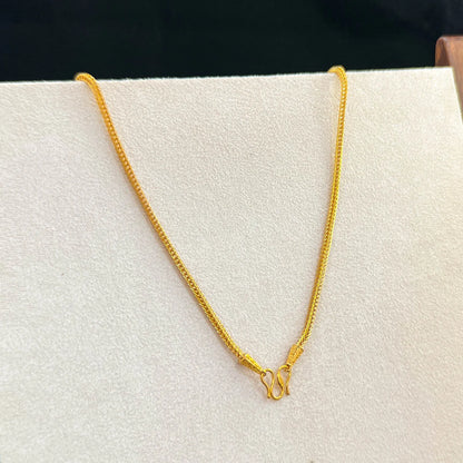 Casual wardrobes match Square Snake Bone Necklace for men and women from luminous 24K Gold owning flexible AU999 malleability