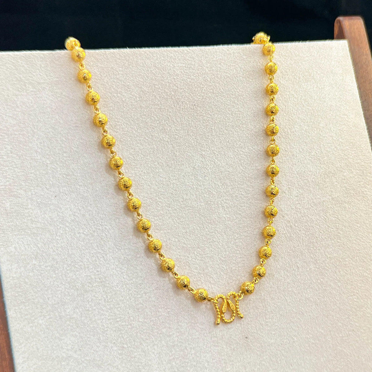 9999 24K real gold solid auspicious cloud Buddha bead necklace men's round bead chain accessories fashionable versatile necklace