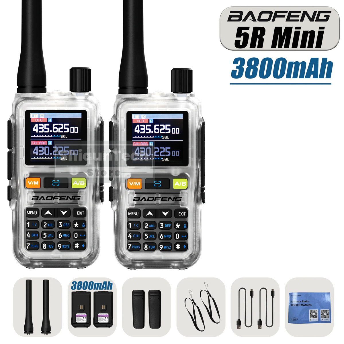 Baofeng UV 5R Mini Walkie Talkie 3800mAh High Capacity Air Band UHF/VHF FM Bluetooth Programming Type-C Camping Radio Upgrade 5R