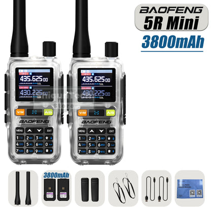Baofeng UV 5R Mini Walkie Talkie 3800mAh High Capacity Air Band UHF/VHF FM Bluetooth Programming Type-C Camping Radio Upgrade 5R