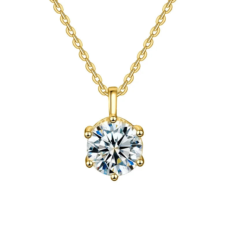 K.NOBSPIN 2.0ct VVS1 D Color Moissanite Necklace 925 Soild Sterling Sliver Chain with Certificate Fine Jewelry for Woman