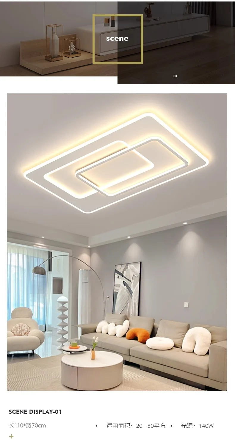 Modern LED Ceiling Lamp Square Ultrathin Living Room Lights with Remote Control Bedroom Study Dining Home Decor Lighting Fixture