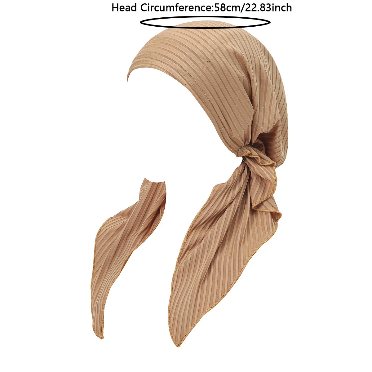 Fashion Stripes Muslim Hijab Turban Hats Long Tail Head Wraps Elastic Hijab Hats Breathable Chemo Cap For Women Girls