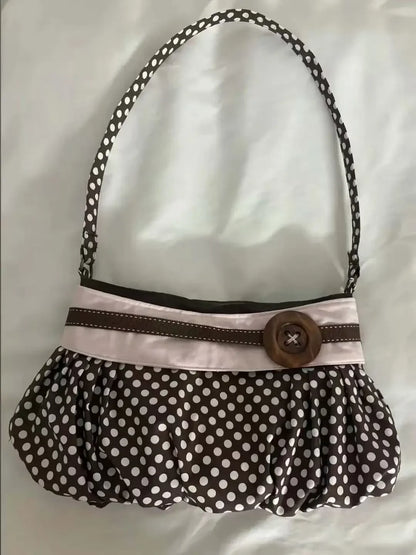 Fashion Messenger Bags for Women 2026 New Arrive Vintage Polka Dot Handbag Korean Large-capacity Tote Bags Casual Shoulder Bags